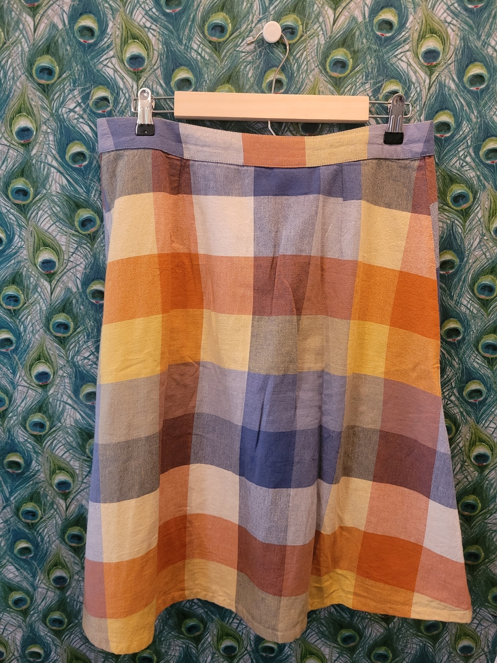 Mata Traders Multicolor Plaid Button-Front A-Line Skirt - Picture 3 of 3